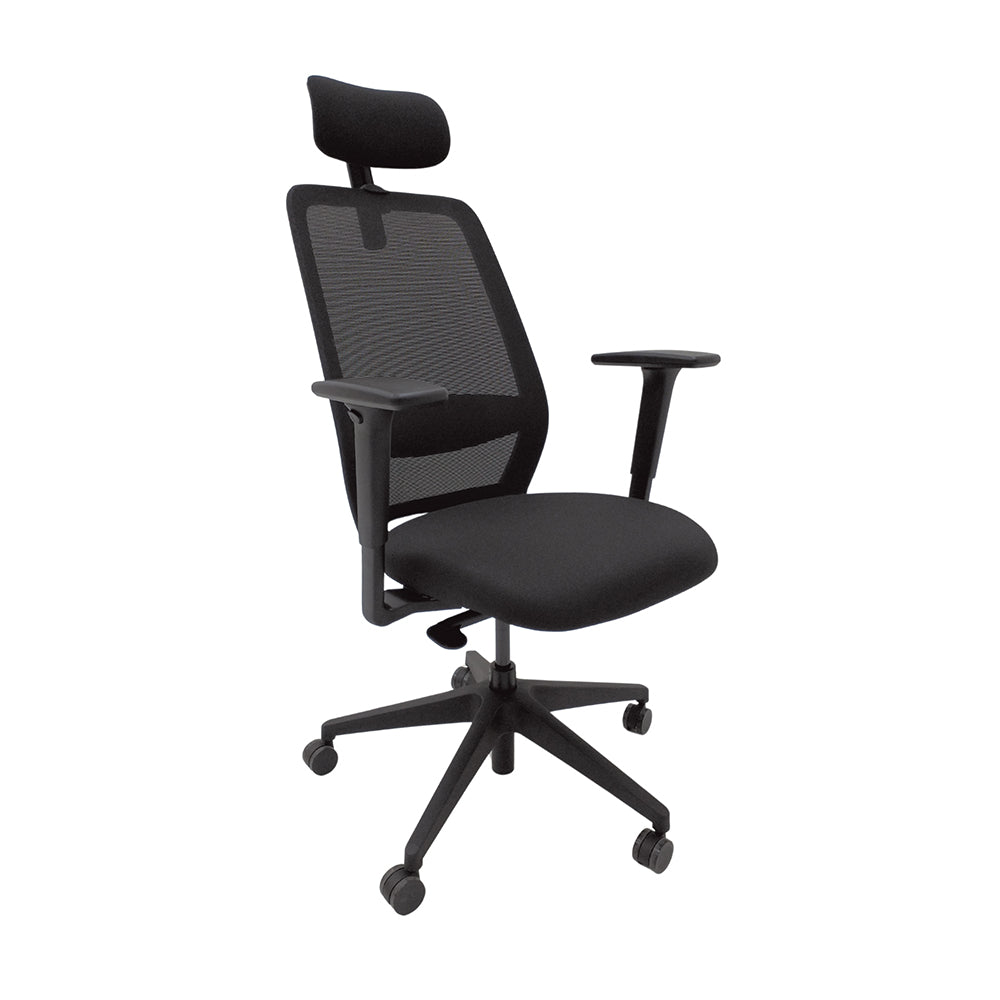 Cadeira de escritório presidente com apoio de cabeça assento em tecido e encosto em tela Savona - Nova Itália