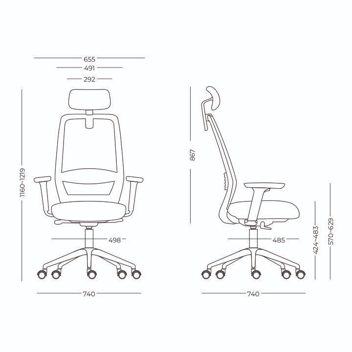 Cadeira de escritório presidente com apoio de cabeça assento em tecido e encosto em tela Savona - Nova Itália