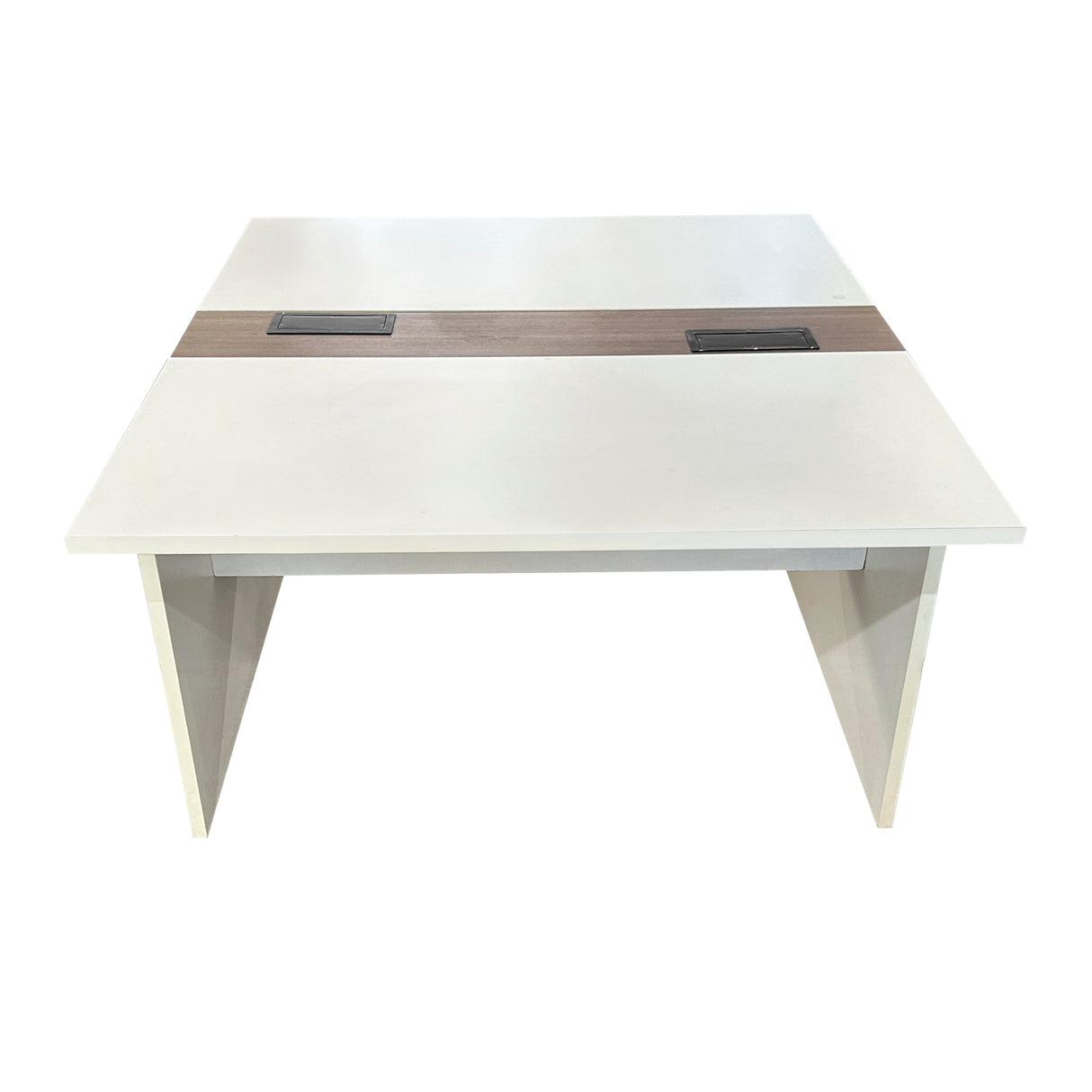 Mesa plataforma dupla com pé painel e régua de conectividade - Alfamob - 73AX120LX140P