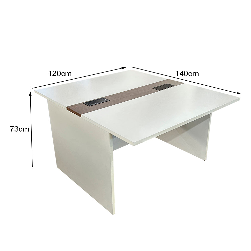 Mesa plataforma dupla com pé painel e régua de conectividade - Alfamob - 73AX120LX140P