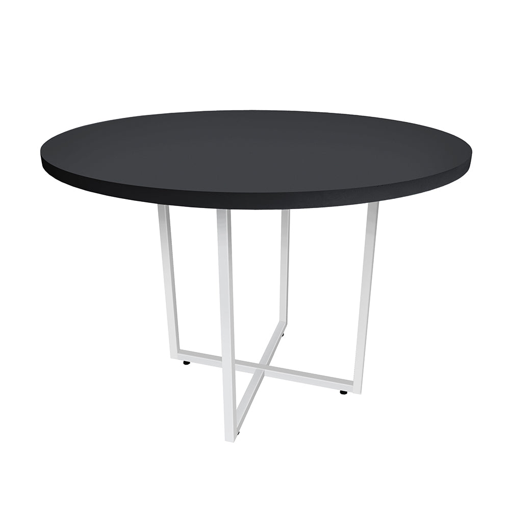 Mesa de Escritório Redonda 4 Lugares Spezia com pé de metálico e tampo de 30mm - SM - 74AX100L