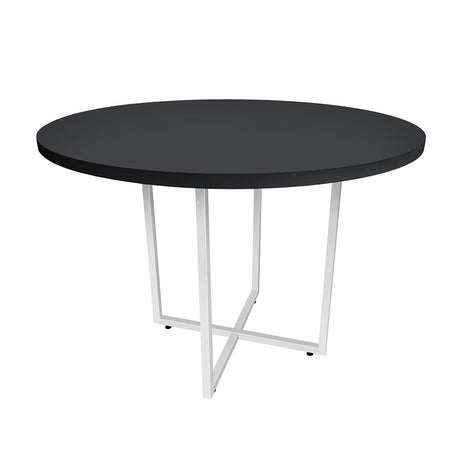 Mesa de Escritório Redonda 4 Lugares Spezia com pé de metálico e tampo de 30mm - SM - 74AX100L