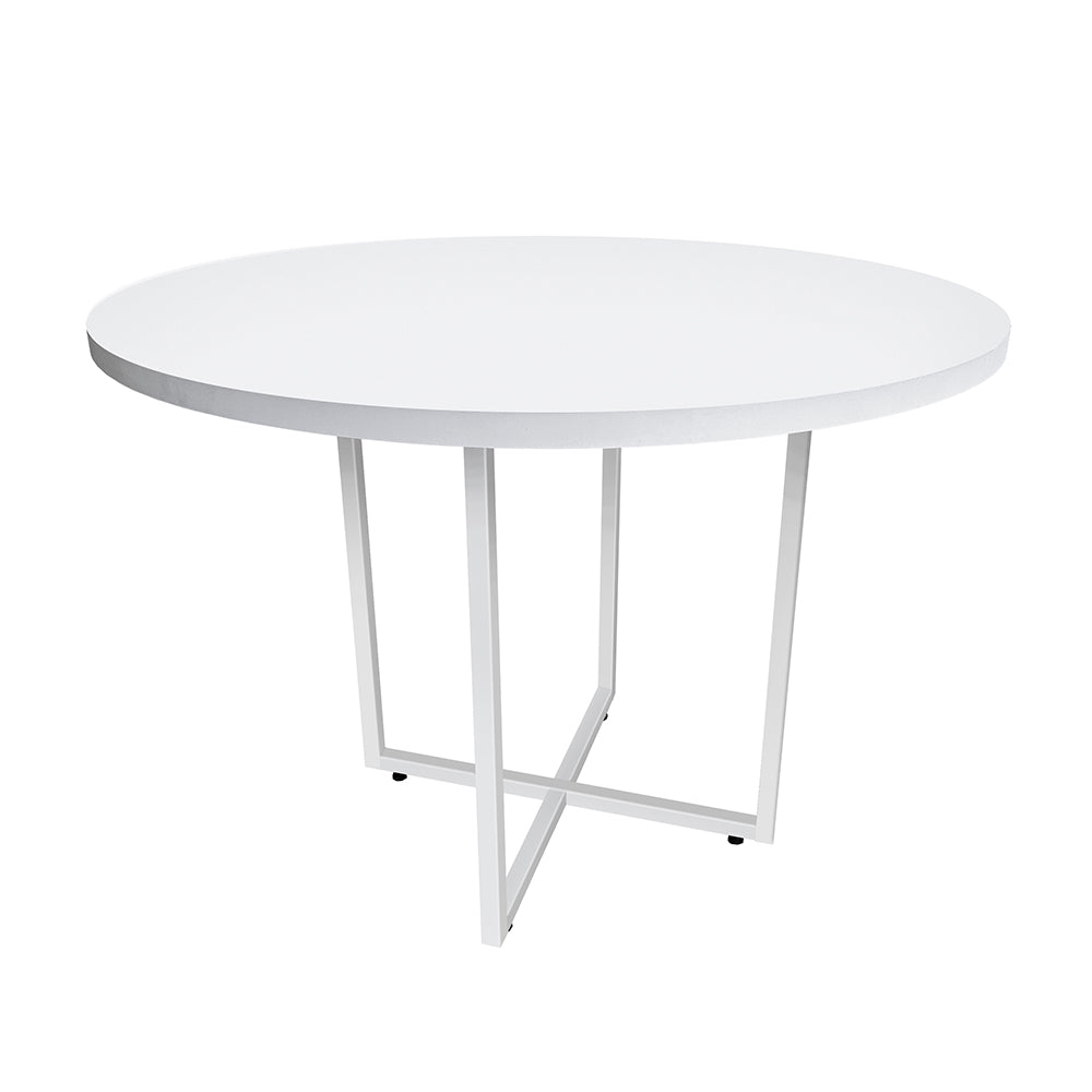 Mesa de Escritório Redonda 4 Lugares Spezia com pé de metálico e tampo de 30mm - SM - 74AX100L