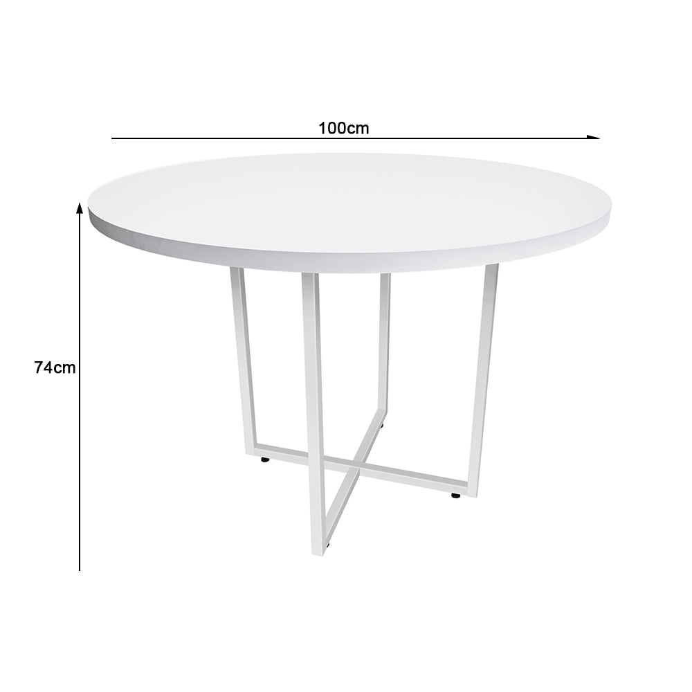 Mesa de Escritório Redonda 4 Lugares Spezia com pé de metálico e tampo de 30mm - SM - 74AX100L