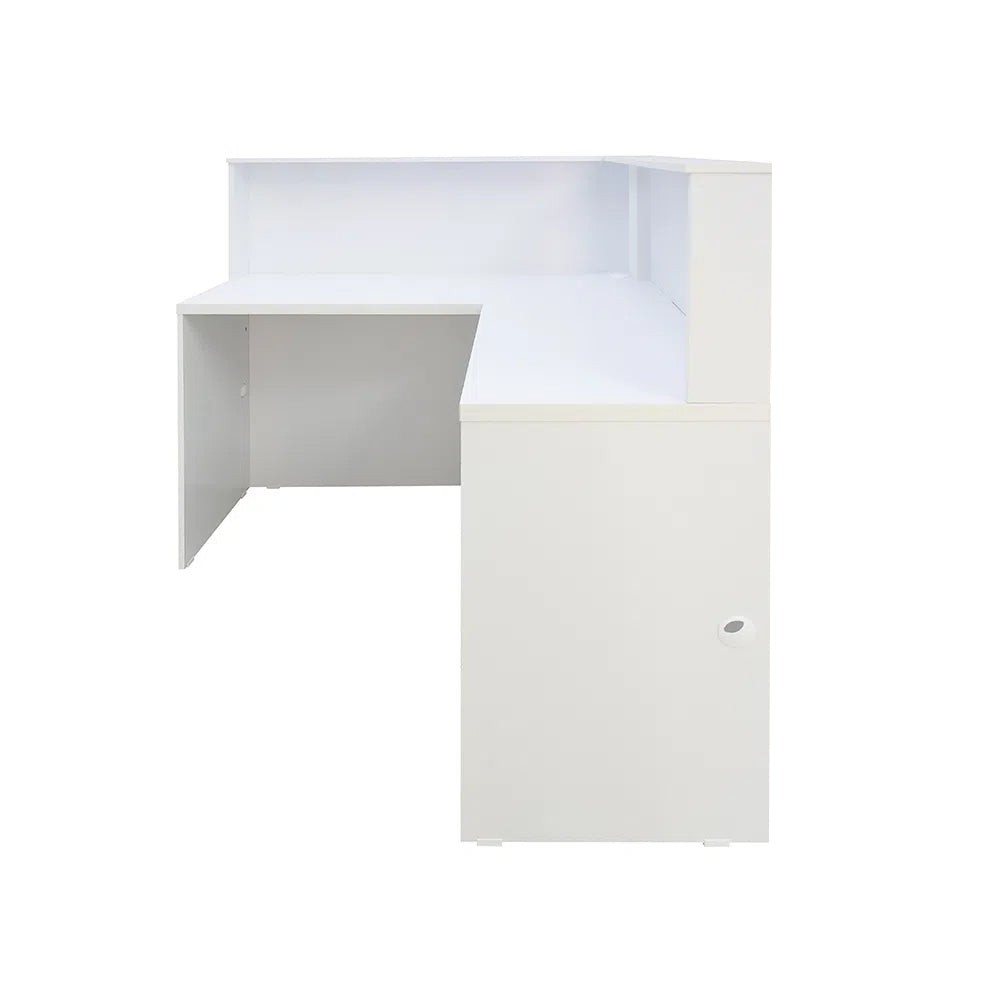 Balcão Recepção Atendimento em L com 1 passa fio no tampo + 2 passa fios laterais - Sem Faixa - SM Corporativo