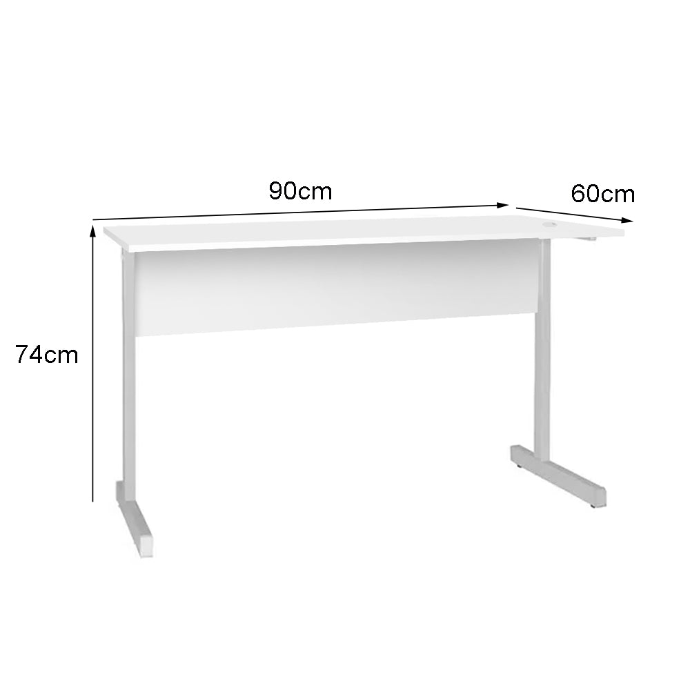 Mesa de Escritório 90cm Pé Metálico sem Gaveta com 1 passa fio - SM Super Light 15MM - 74AX90LX60P