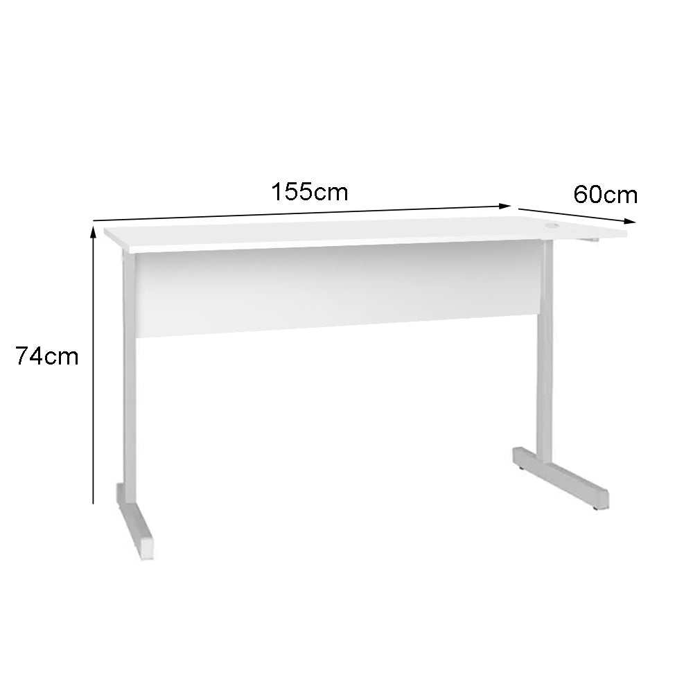 Mesa de Escritório 155cm Pé Metálico sem Gaveta com 1 passa fio - SM Super Light 15MM - 74AX155LX60P