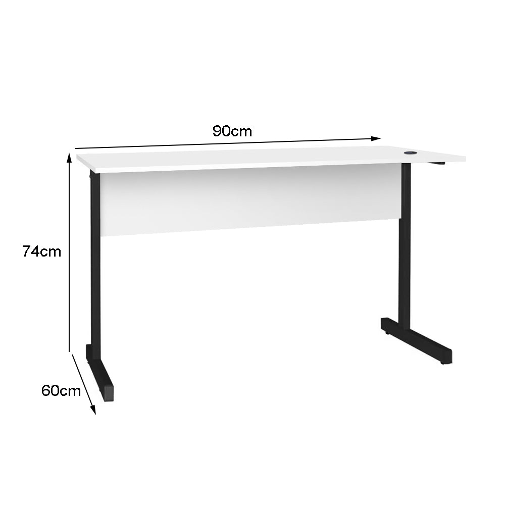 Mesa de Escritório 90cm Pé Metálico sem Gaveta com 1 passa fio - SM Super Light 15MM - 74AX90LX60P