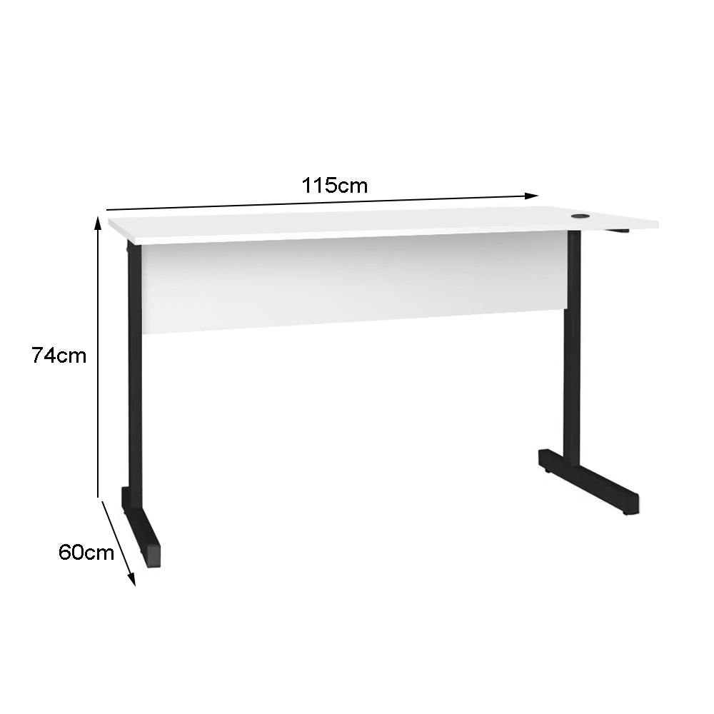 Mesa de Escritório 115cm Pé Metálico sem Gaveta com 1 passa fio - SM Super Light 15MM - 74AX115LX60P