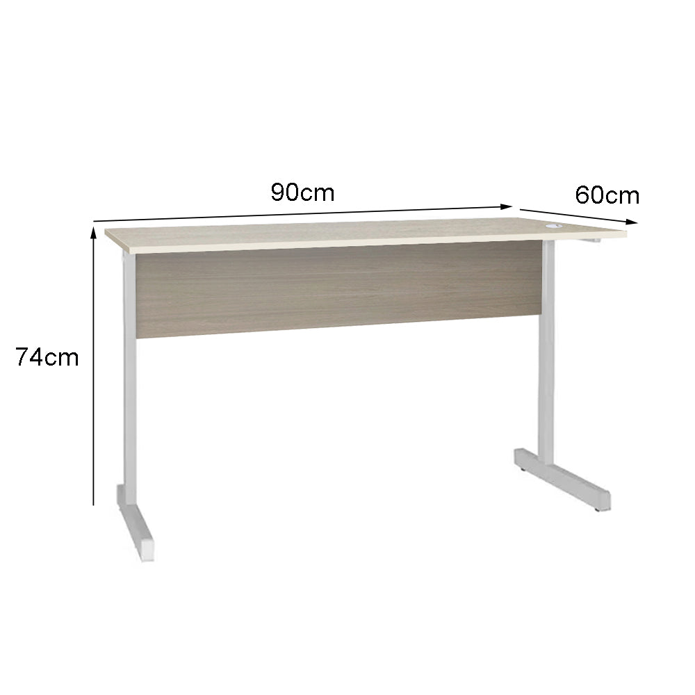 Mesa de Escritório 90cm Pé Metálico sem Gaveta com 1 passa fio - SM Super Light 15MM - 74AX90LX60P