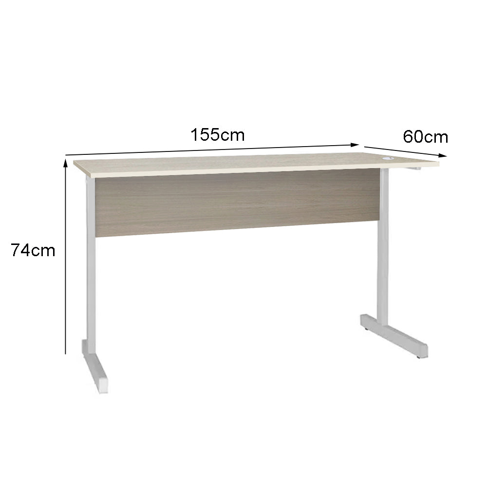 Mesa de Escritório 155cm Pé Metálico sem Gaveta com 1 passa fio - SM Super Light 15MM - 74AX155LX60P