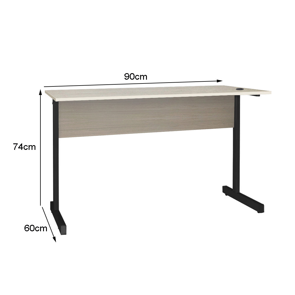 Mesa de Escritório 90cm Pé Metálico sem Gaveta com 1 passa fio - SM Super Light 15MM - 74AX90LX60P