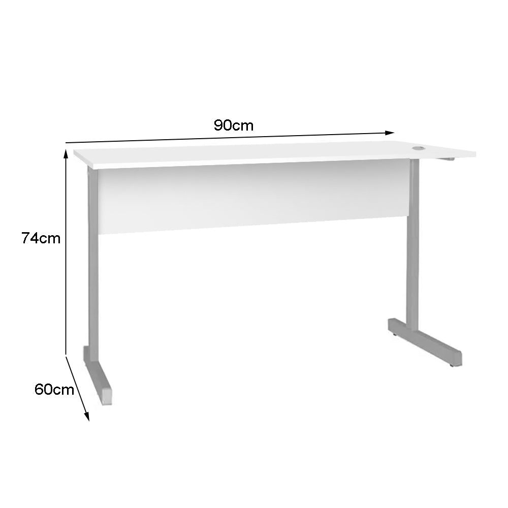 Mesa de Escritório 90cm Pé Metálico sem Gaveta com 1 passa fio - SM Super Light 15MM - 74AX90LX60P