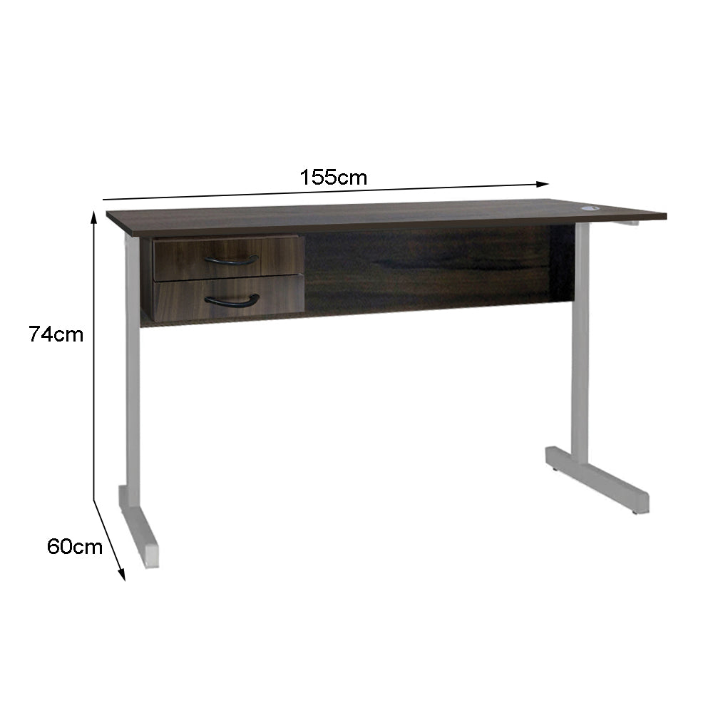 Mesa de Escritório 155cm Pé Metálico Com 2 Gavetas - SM Super Light 15MM - 74AX155LX60P