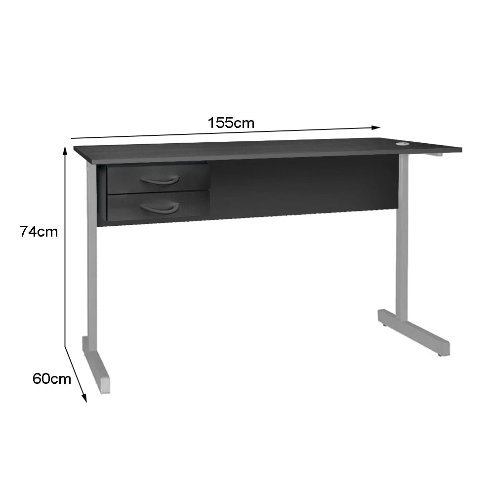 Mesa de Escritório 155cm Pé Metálico Com 2 Gavetas - SM Super Light 15MM - 74AX155LX60P