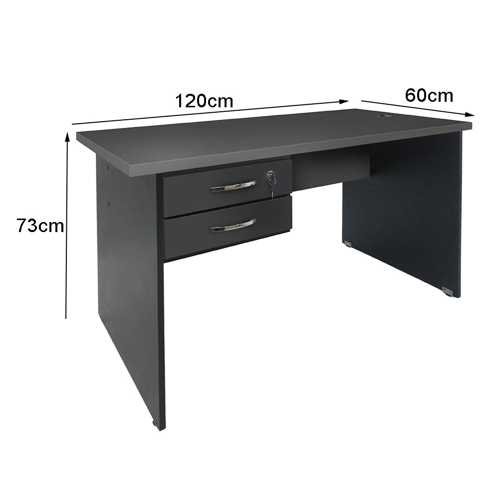 Mesa de Escritório 120cm Pé Painel Com 2 Gavetas - SM alfa BP - 73Ax120Lx60P
