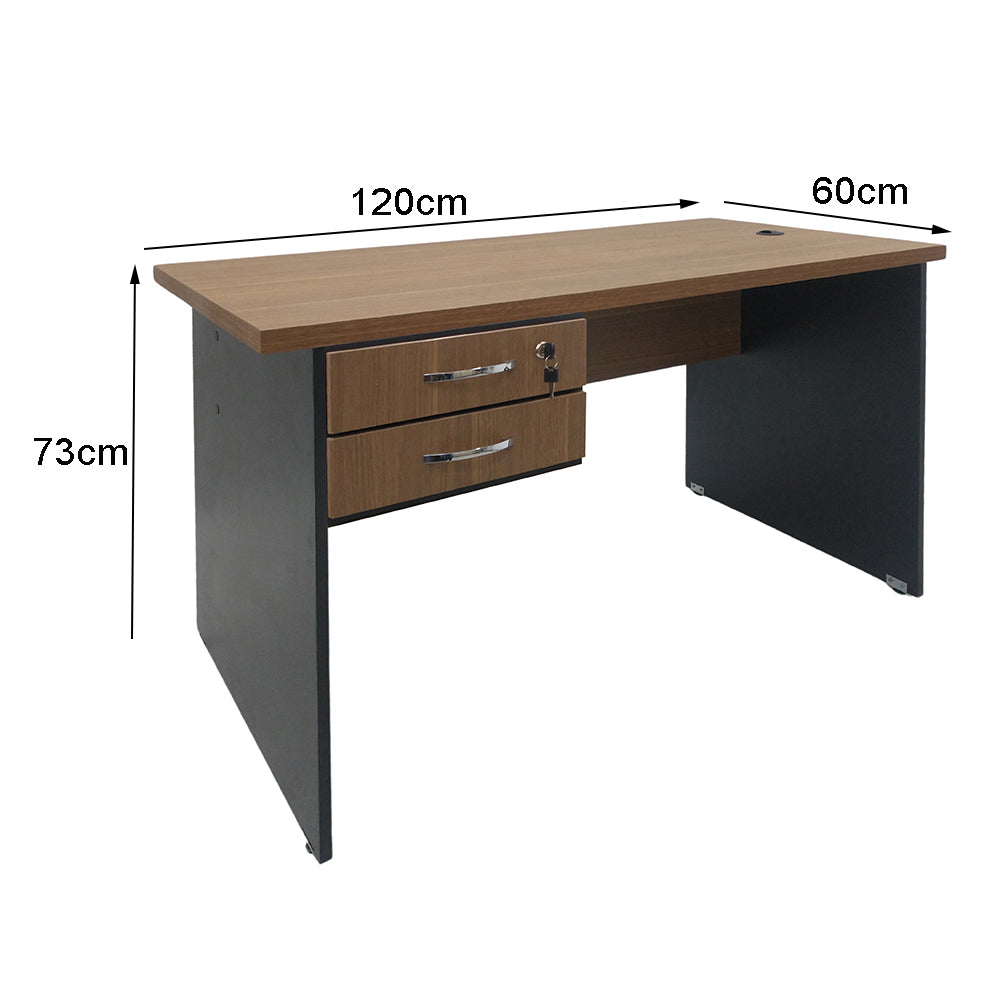 Mesa de Escritório 120cm Pé Painel Com 2 Gavetas - SM alfa BP - 73Ax120Lx60P