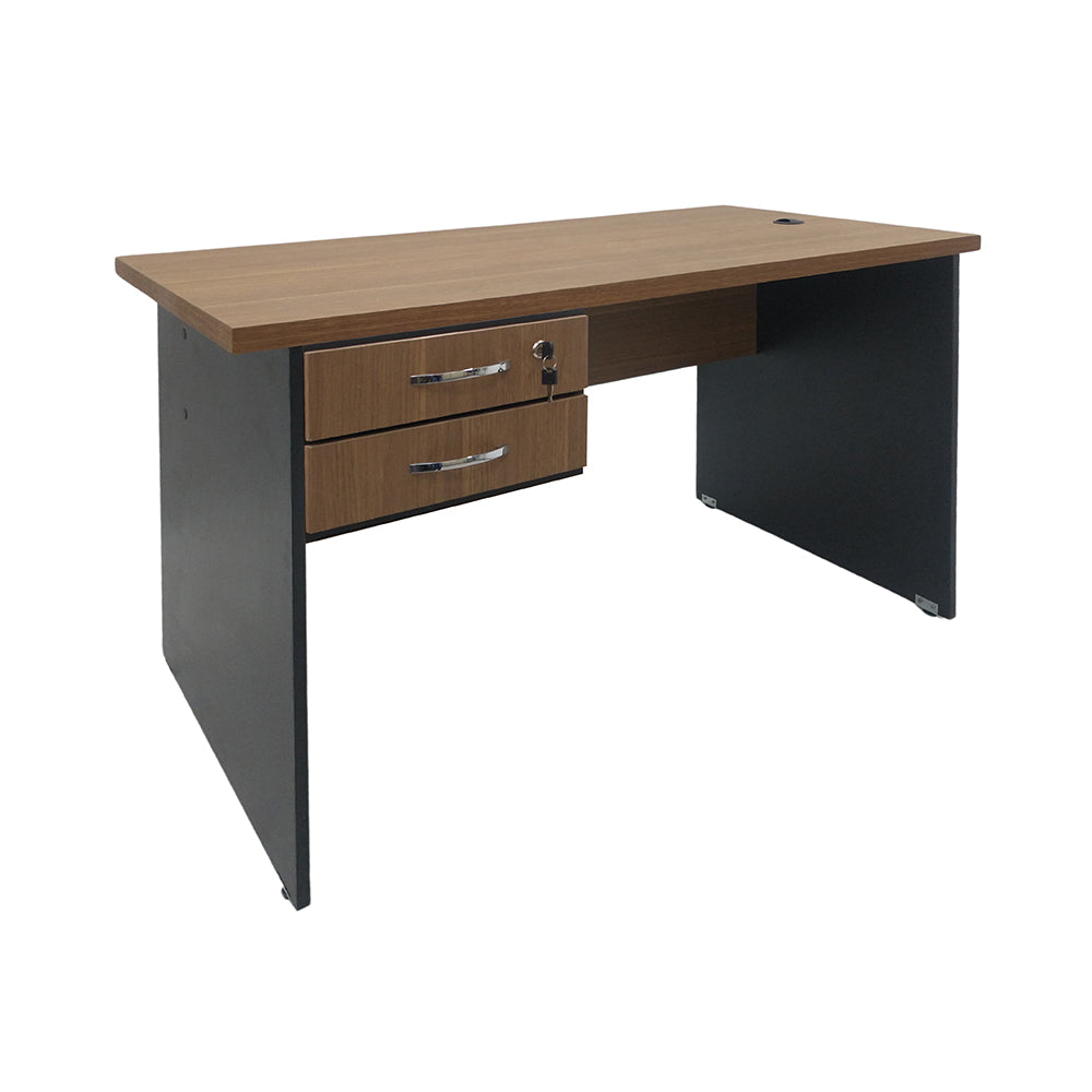 Mesa de Escritório 160cm Pé Painel Com 2 Gavetas - SM alfa BP - 73Ax160Lx70P