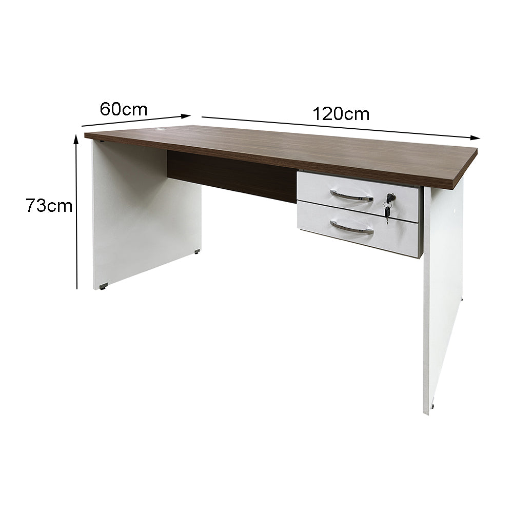 Mesa de Escritório 120cm Pé Painel Com 2 Gavetas - SM alfa BP - 73Ax120Lx60P