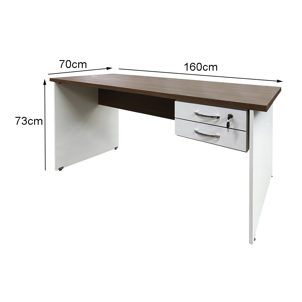 Mesa de Escritório 160cm Pé Painel Com 2 Gavetas - SM alfa BP - 73Ax160Lx70P