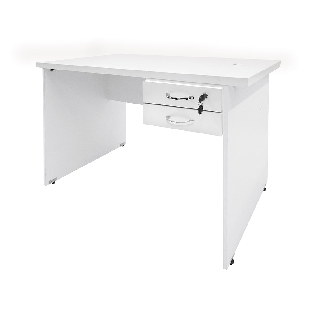 Mesa de Escritório 120cm Pé Painel Com 2 Gavetas - SM alfa BP - 73Ax120Lx60P