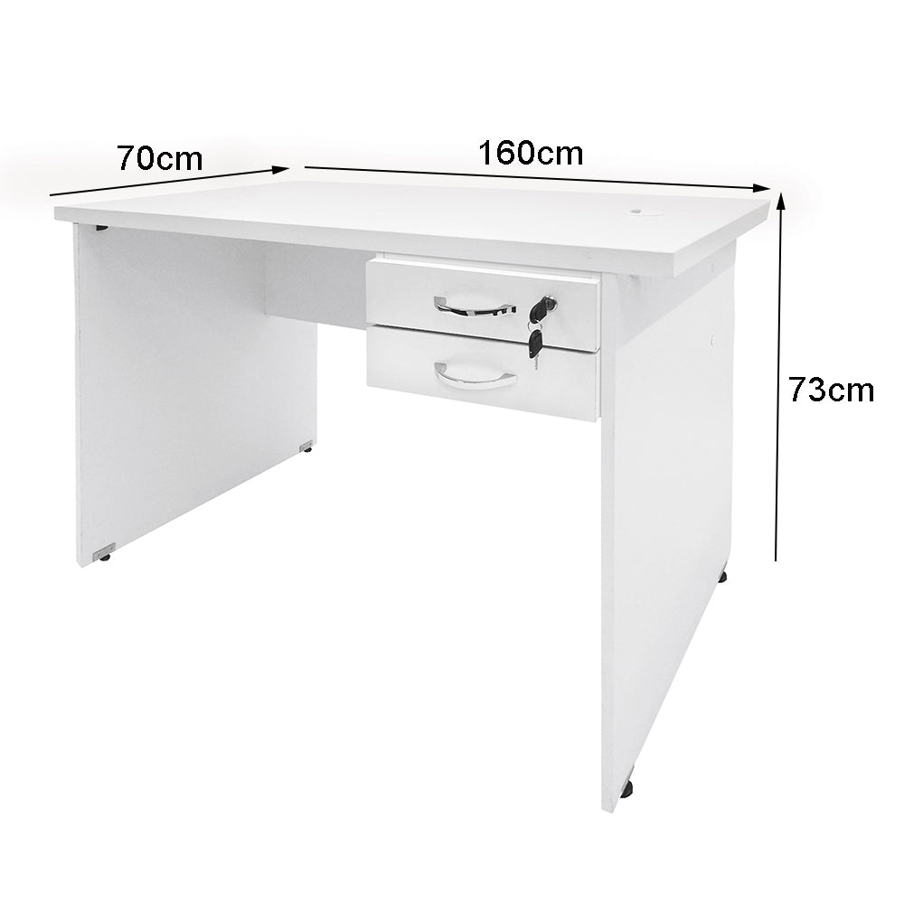 Mesa de Escritório 160cm Pé Painel Com 2 Gavetas - SM alfa BP - 73Ax160Lx70P