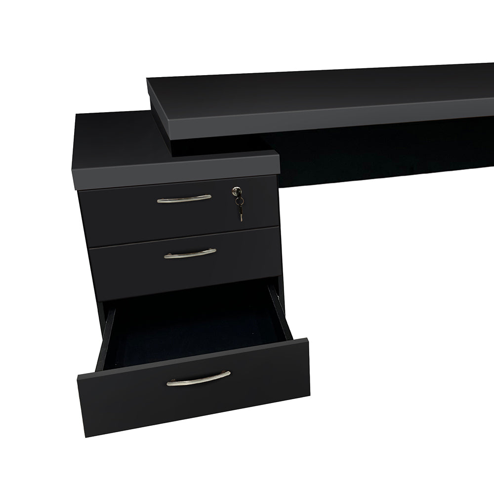 Mesa de Escritório Dinâmica Pé Metálico Com Gaveteiro Pedestal de 4 gavetas - SM Prime - 76AX172LX70P