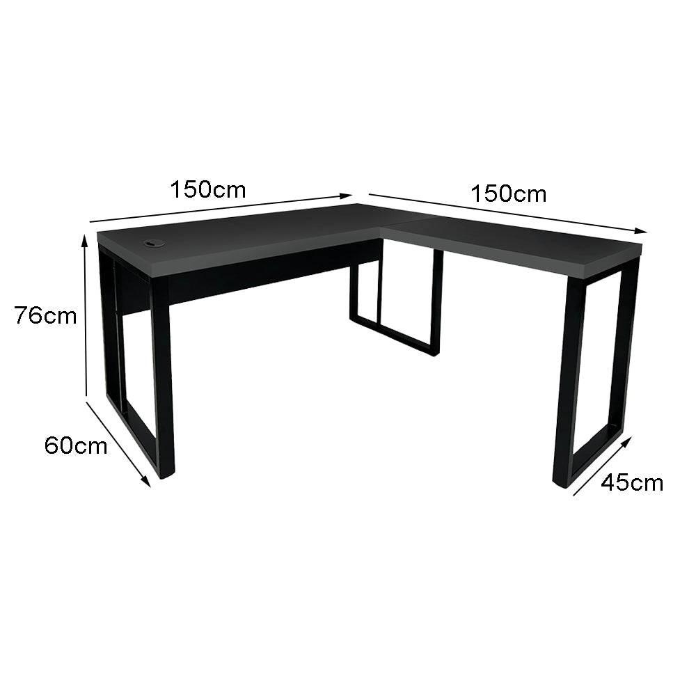 Mesa de Escritório em "L" Pé Metálico - Sm Prime - 76Ax150Lx150P