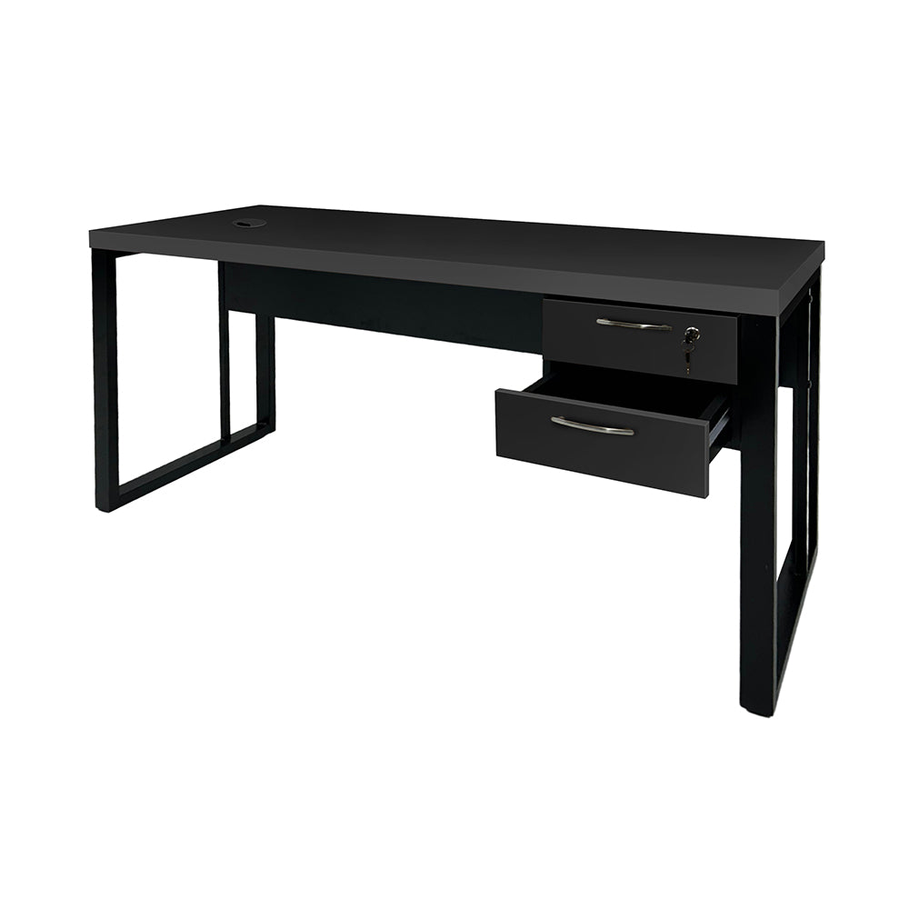 Mesa de Escritório 120cm Pé Metálico Com Gaveteiro de 2 Gavetas - SM Prime - 76Ax120Lx60P