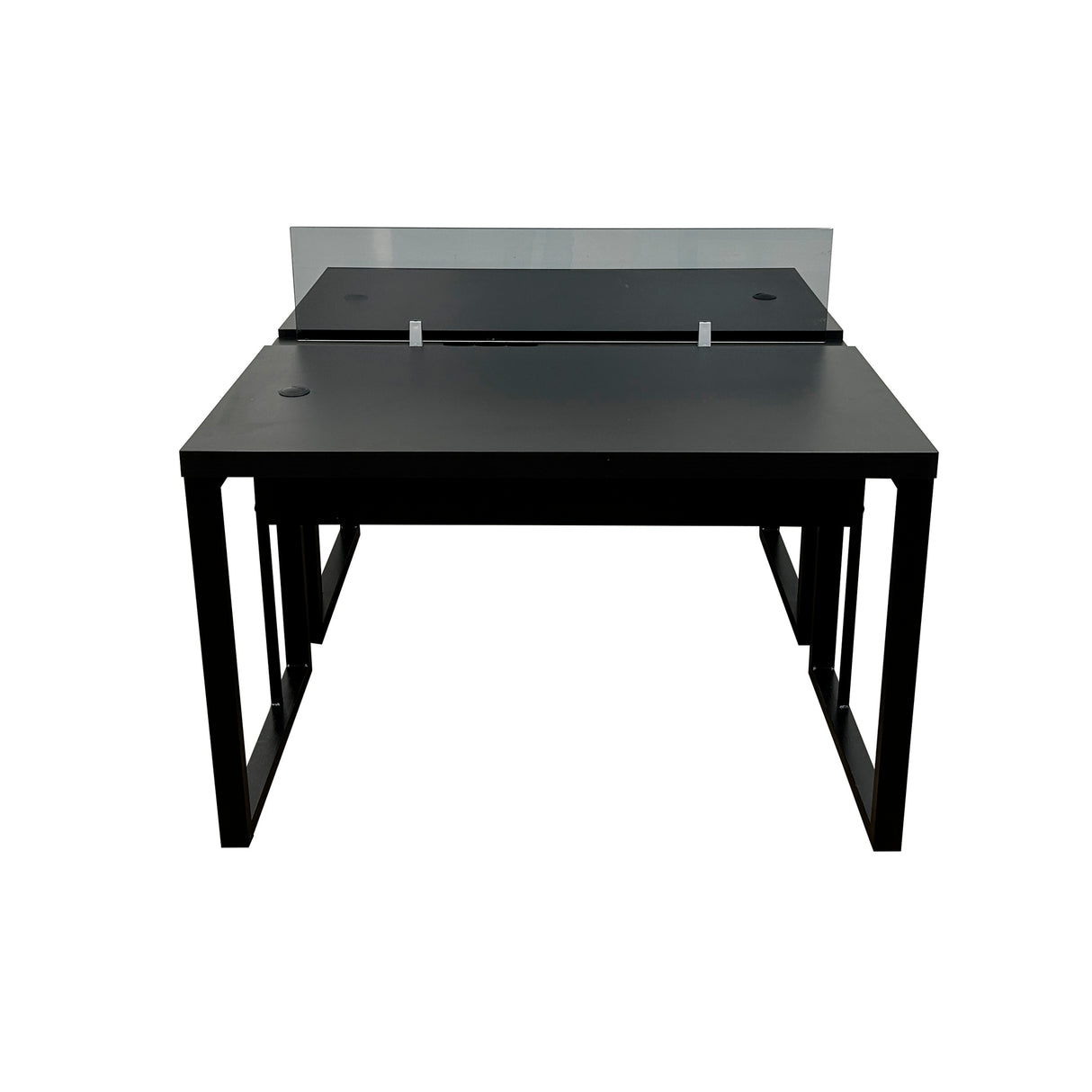 Mesa Plataforma Dupla de 150Lx135P com régua de conectividade e painel divisor em vidro- SM Prime - 76Ax150Lx135P
