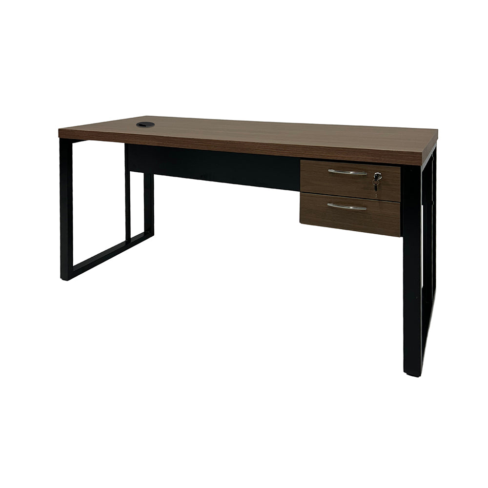 Mesa de Escritório 140cm Pé Metálico Com Gaveteiro de 2 Gavetas - SM Prime - 76Ax140Lx70P