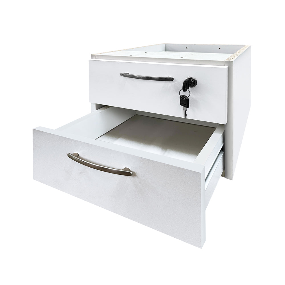 Mesa de Escritório 140cm Pé Metálico Com Gaveteiro de 2 Gavetas - SM Prime - 76Ax140Lx70P