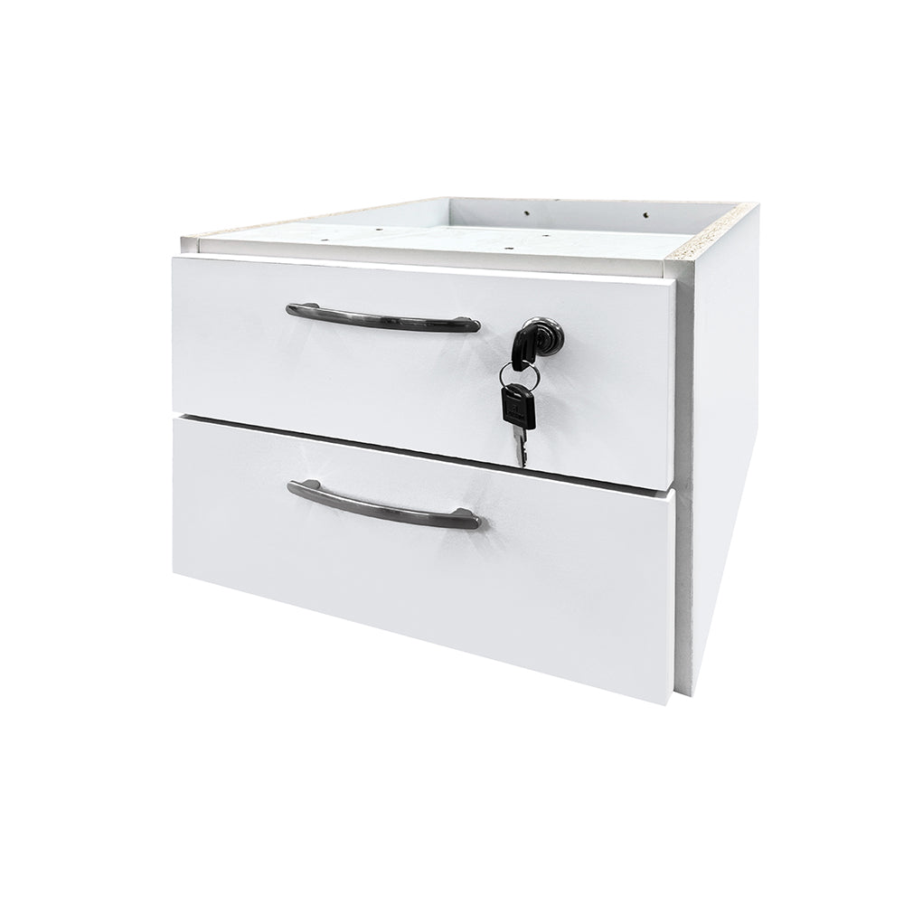 Mesa de Escritório 140cm Pé Metálico Com Gaveteiro de 2 Gavetas - SM Prime - 76Ax140Lx70P