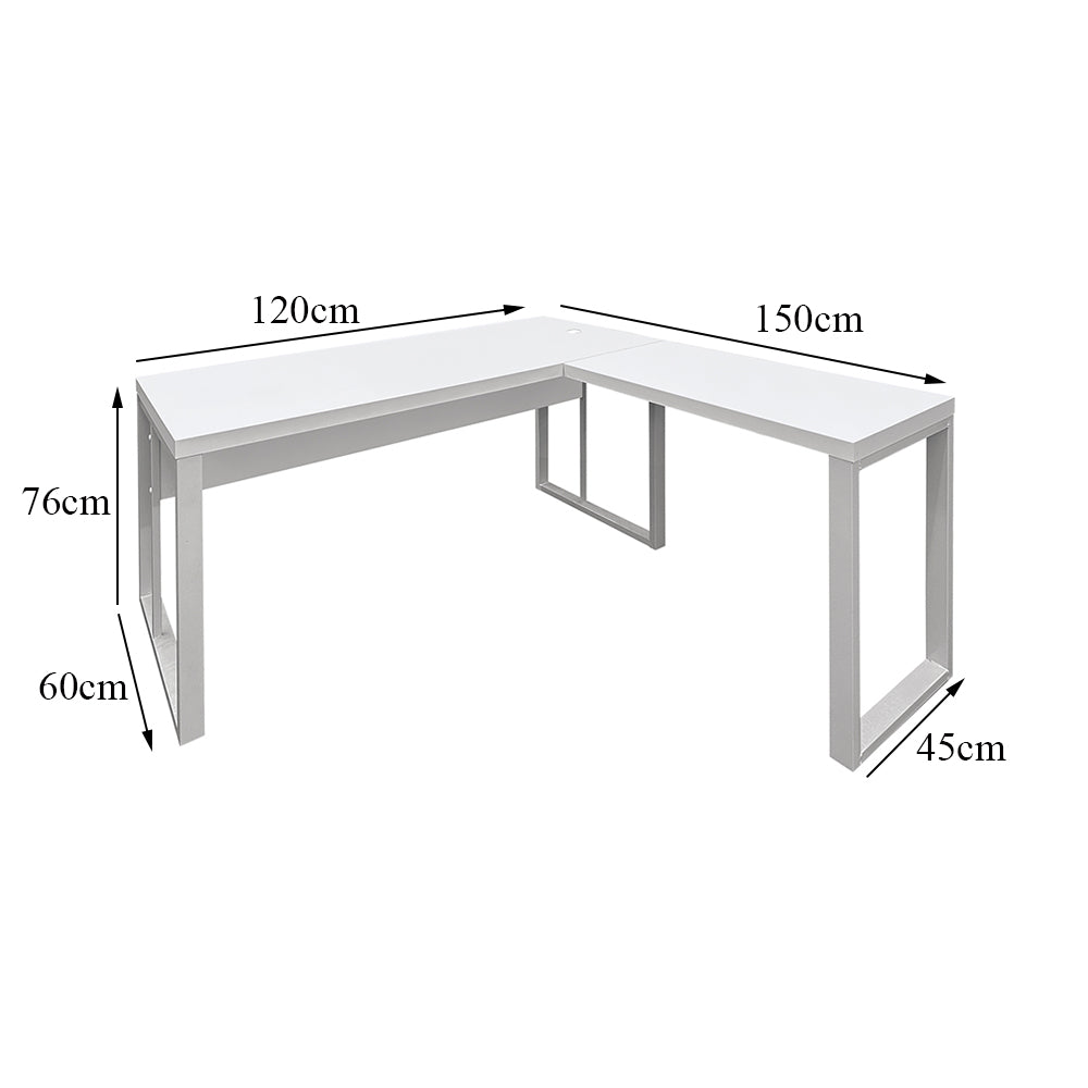 Mesa de Escritório em "L" Pé Metálico - Sm Prime - 76Ax120Lx150P
