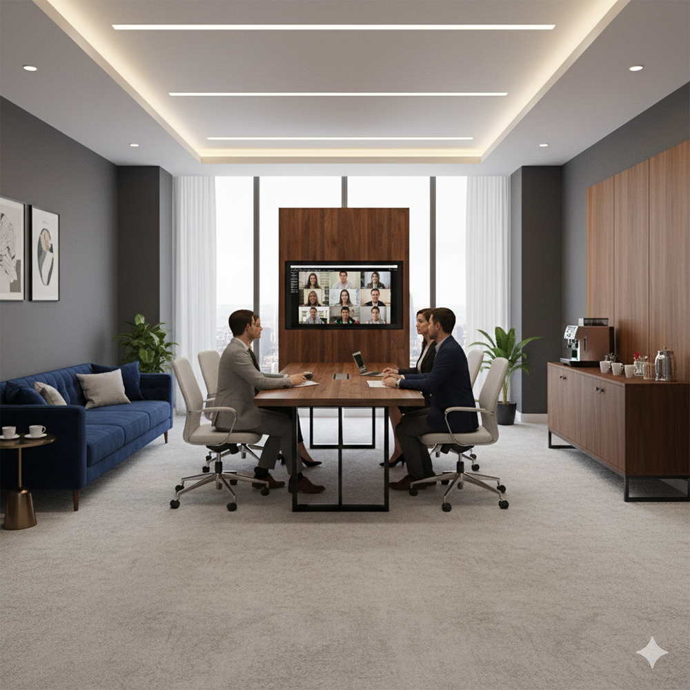 Painel de parede com passa cabo para mesa de reunião - Sm Prime 120x180x3