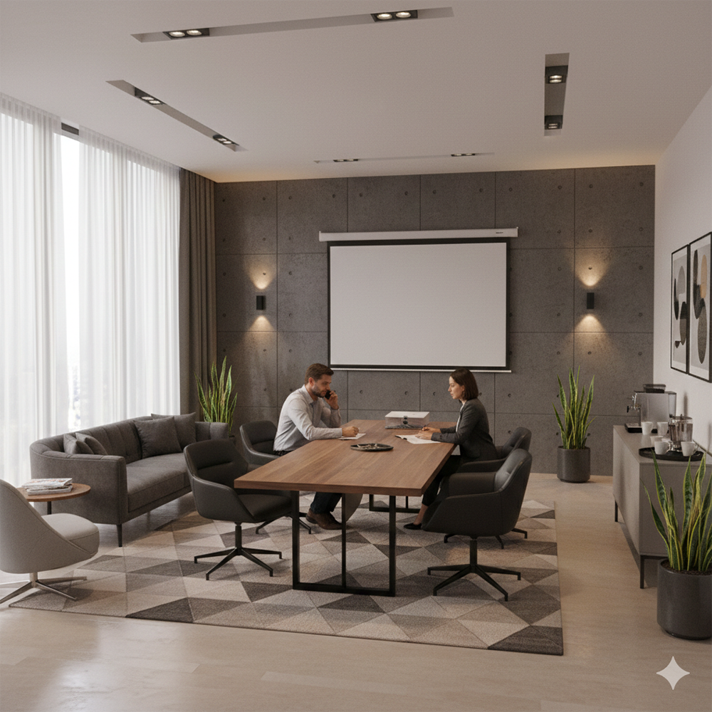 Mesa de Reunião Retangular 6 Lugares Com Pé Metálico - SM Prime - 74Ax200Lx90P