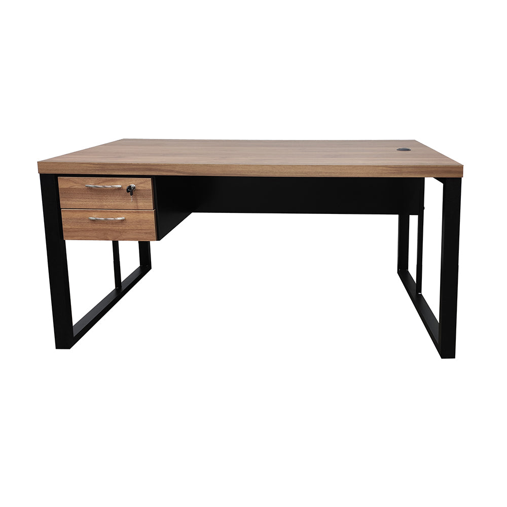 Mesa de Escritório 120cm Pé Metálico Com Gaveteiro de 2 Gavetas - SM Prime - 76Ax120Lx60P