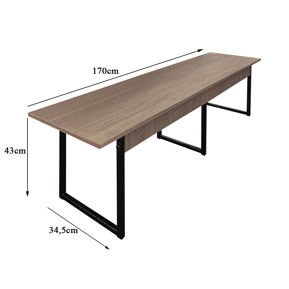 Banco para mesa refeitório 3 Lugares em MDF com estrutura metálica 170L x 43A x 34,5P