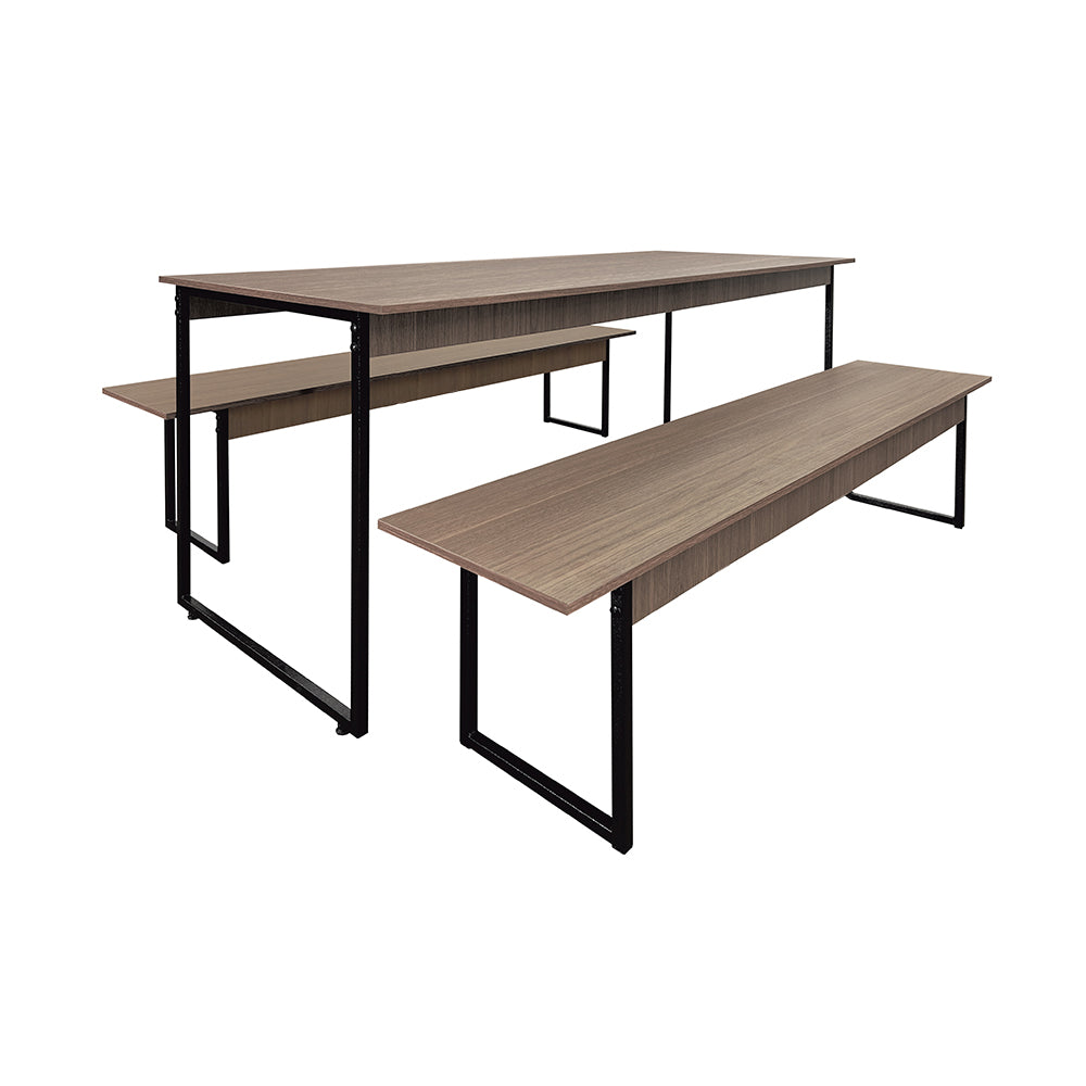 Mesa para Refeitório 4 Lugares c/2 Bancos 2 Lug. em MDF com Estrutura Metálica 135L x 72P