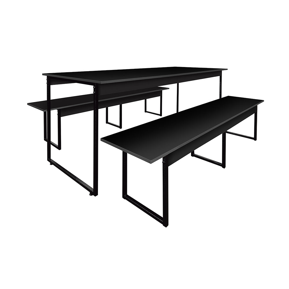 Mesa para Refeitório 6 Lugares c/2 Bancos 3 Lug. em MDF com Estrutura Metálica 180L x 72P