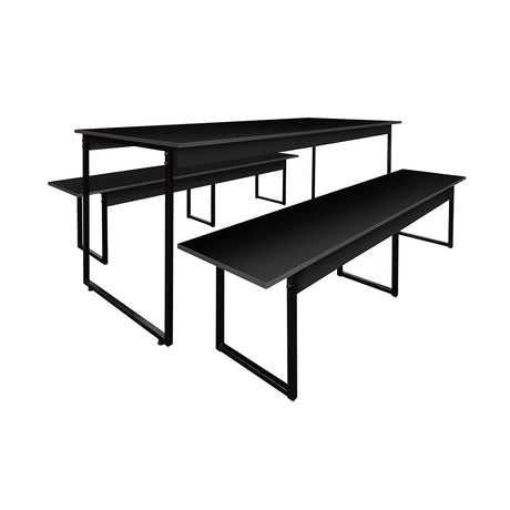 Mesa para Refeitório 6 Lugares c/2 Bancos 3 Lug. em MDF com Estrutura Metálica 180L x 72P