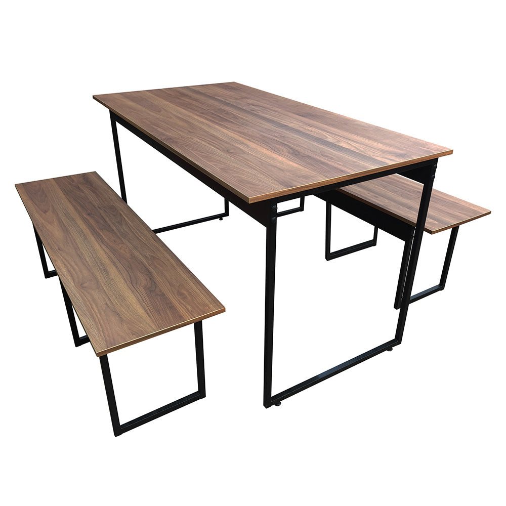 Mesa para Refeitório 6 Lugares c/2 Bancos 3 Lug. em MDF com Estrutura Metálica 180L x 72P