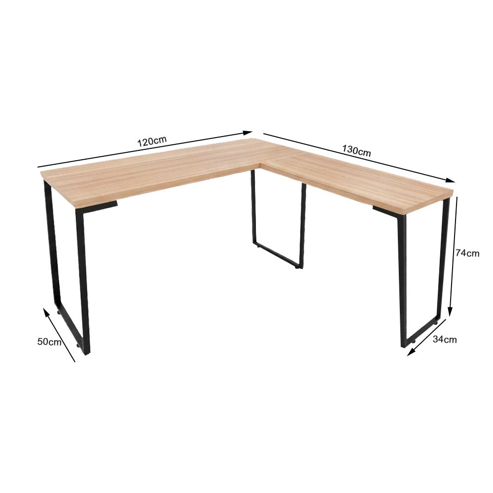 Mesa de Escritório em "L" Pé Metálico - Porto - 120Lx50Px74A / 130Lx34P