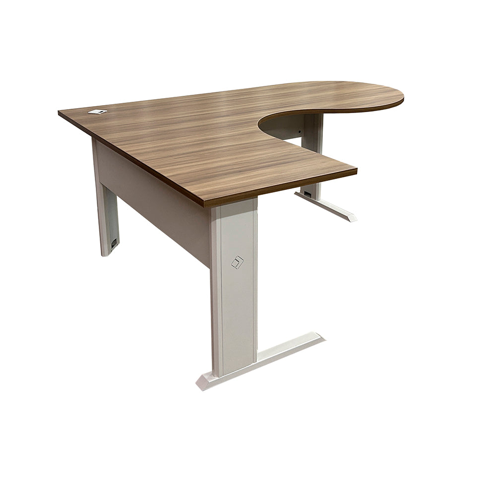 Mesa de escritório angular gerente com pé metálico direita - Euro Grécia - 74Ax150/180LX60/80P