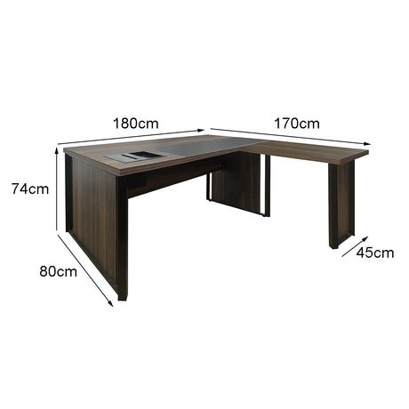 Mesa de Escritório em "L" com 1 Caixa de Tomadas à Esquerda - Euro Malta - 74AX180Lx170P