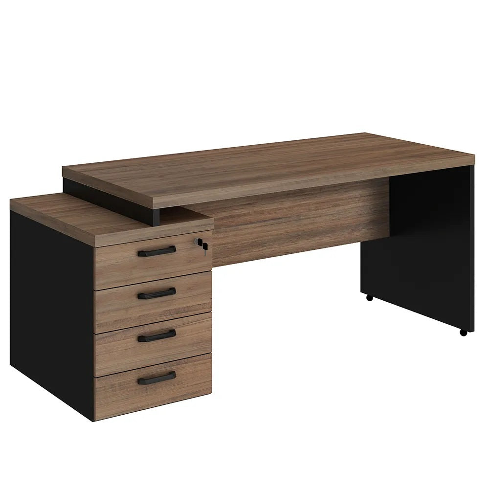 Mesa de Escritório 172cm dinâmica com gaveteiro pedestal de 4 gavetas - Euro Croácia - 73,5AX150/172LX70P
