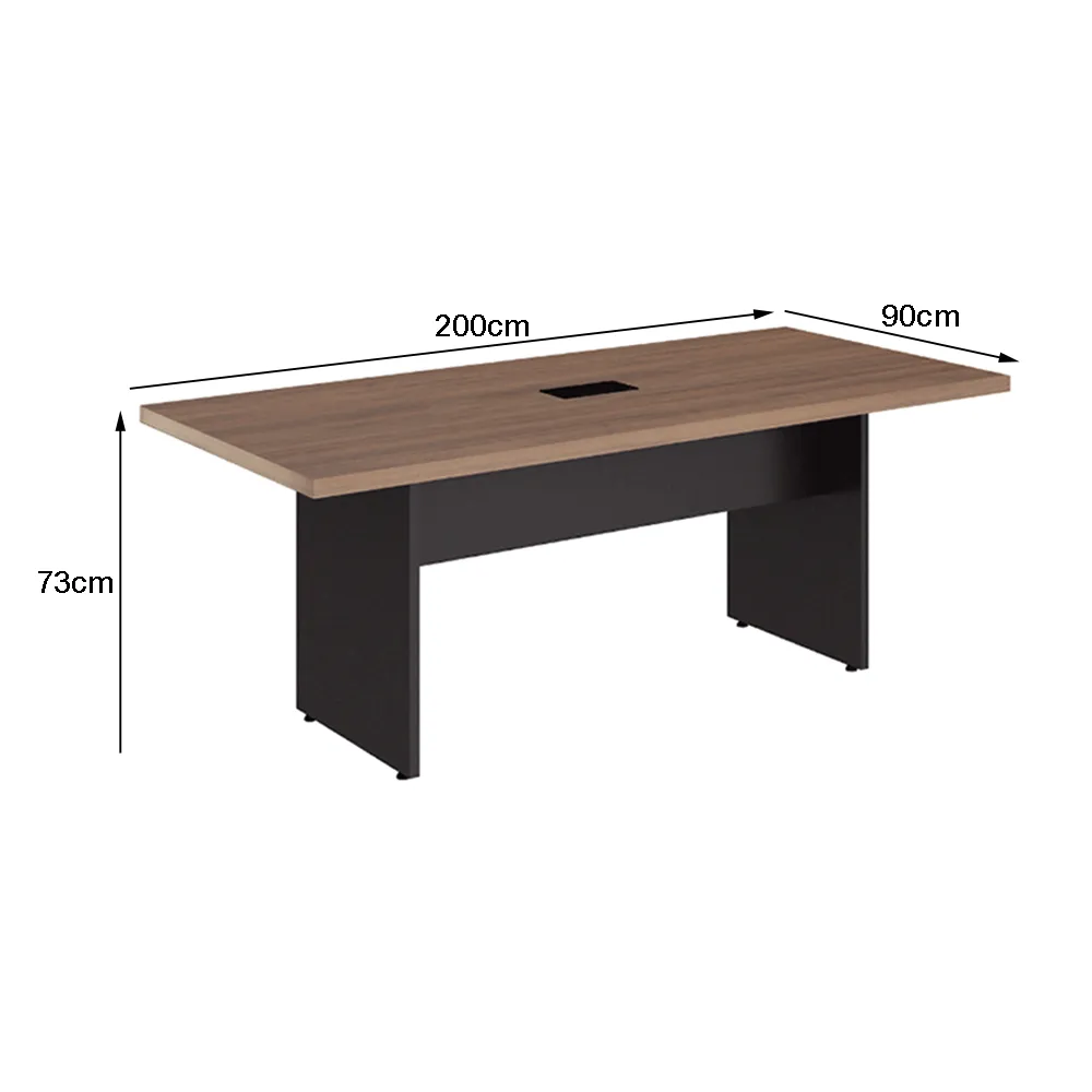 MESA DE ESCRITÓRIO REUNIÃO RETANGULAR 6 Lugares C/ 1 CAIXA DE TOMADAS COM PÉ PAINEL - EURO CROÁCIA - 73AX200LX90P