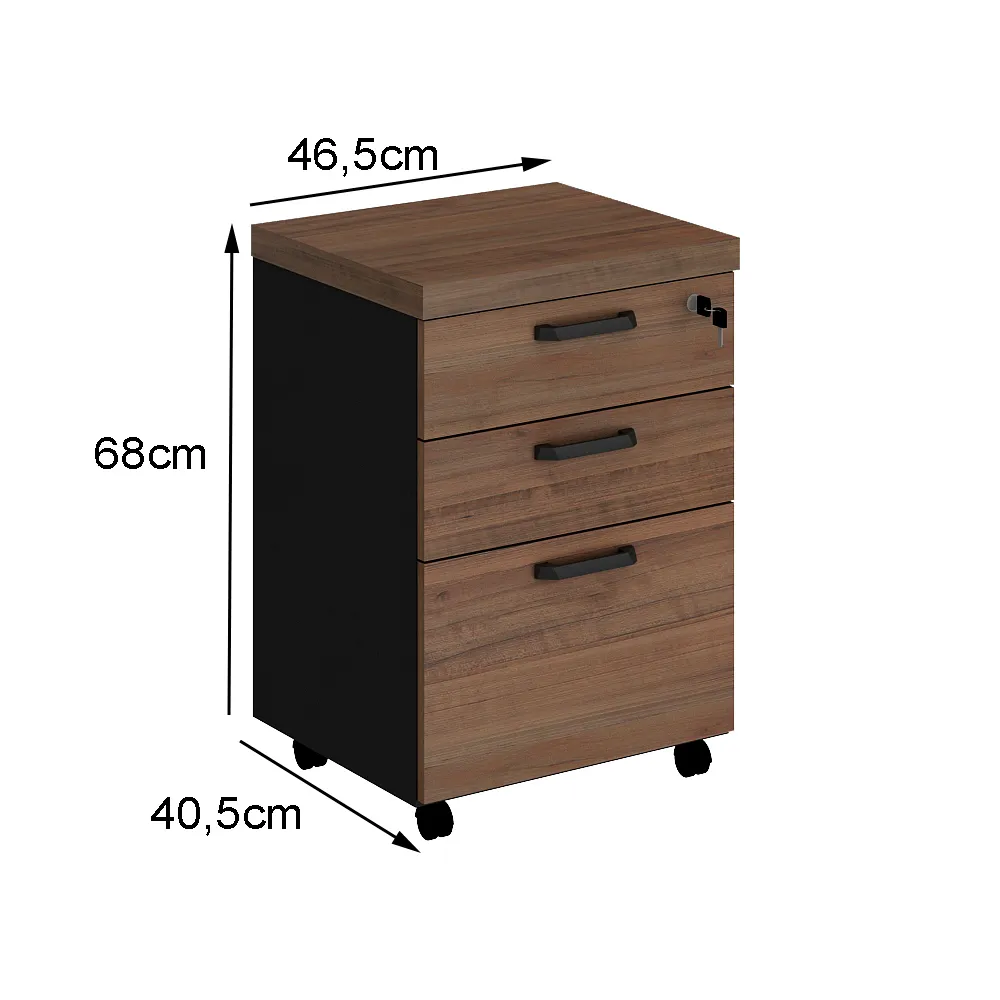 Gaveteiro Volante com 2 Gavetas + 1 Gaveta para Pasta Suspensa - Euro Croácia - 68AX46,5LX40,5P