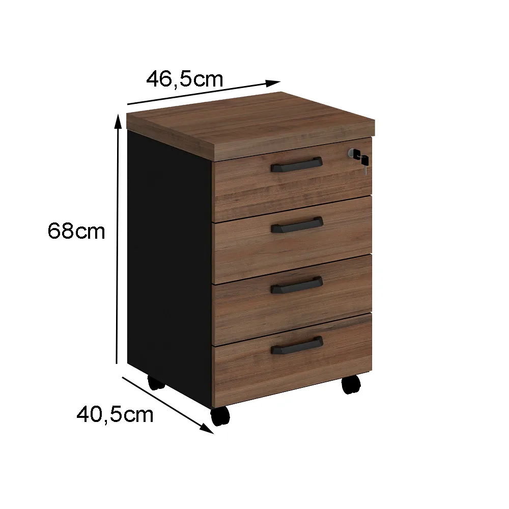 Gaveteiro Volante com 4 Gavetas - Euro Croácia - 68AX46,5LX40,5P