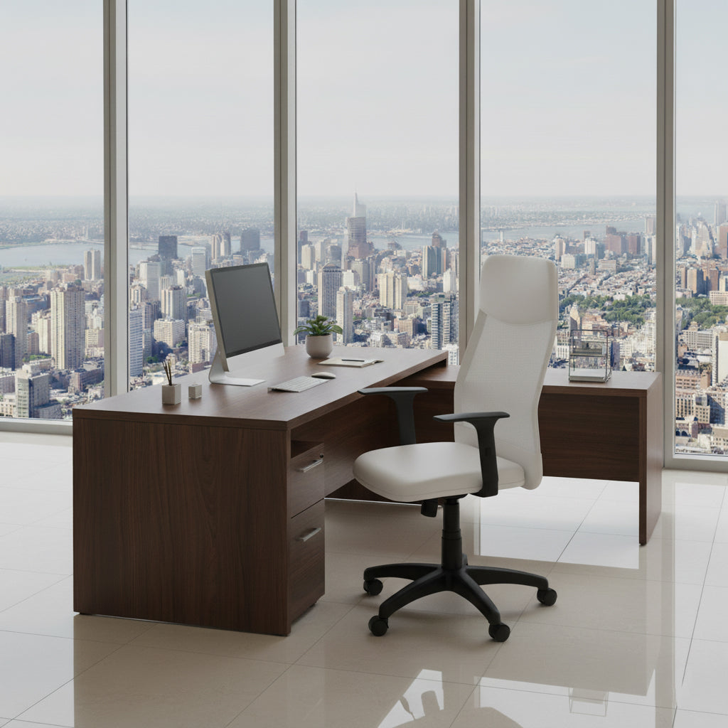 Cadeira de Escritório presidente com encosto em tela e assento em material sintético - MS System